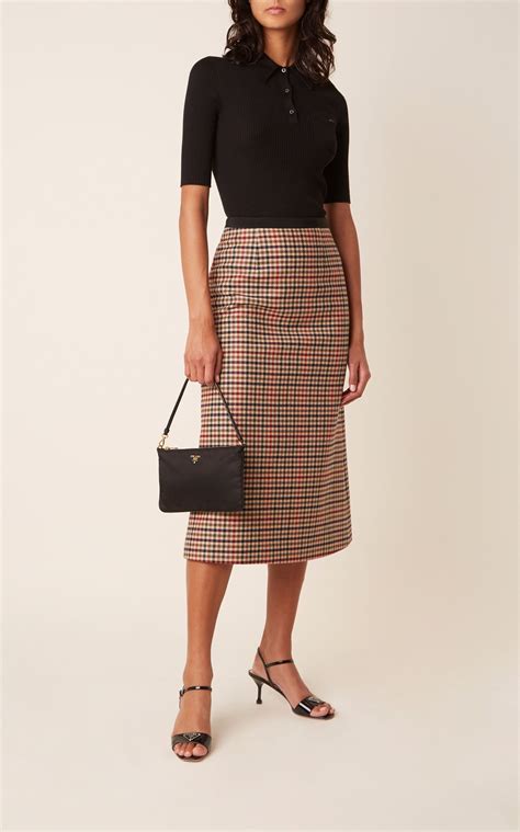 prada plaid skirt|prada pleated midi skirt.